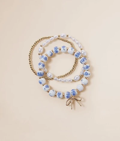 3 Pack Bow Pendant Bracelet Set