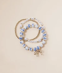 3 Pack Bow Pendant Bracelet Set