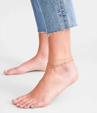 3 Pack Flower Ankle Bracelet Set