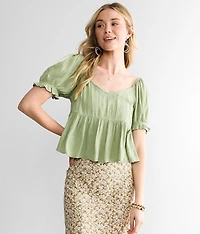 Isabel Eyelet Peplum Top