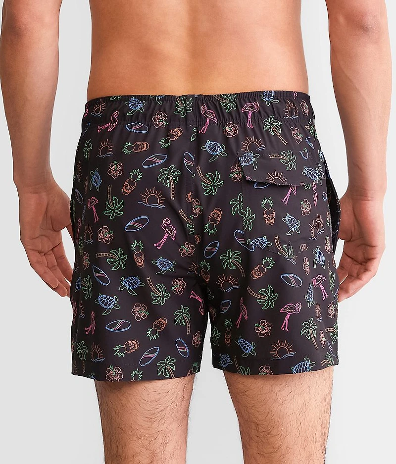 Tropical Neon Stretch Swim Trunks