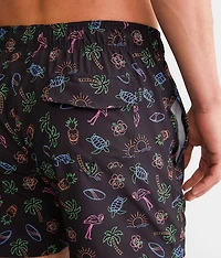 Tropical Neon Stretch Swim Trunks