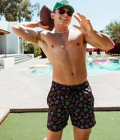 Tropical Neon Stretch Swim Trunks