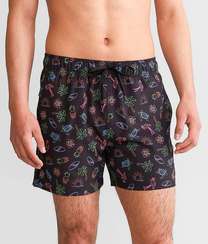 Tropical Neon Stretch Swim Trunks
