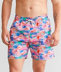 Watercolor Flamingo Swim Trunks