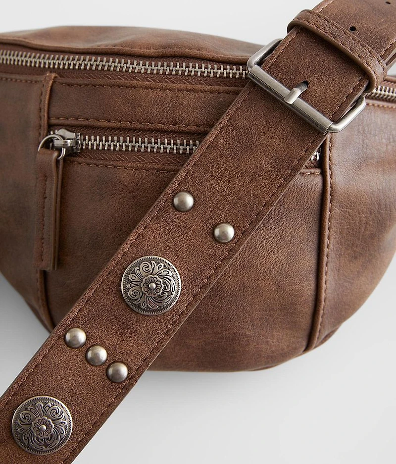 Faux Leather Studded Sling Bag