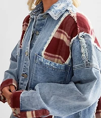 Plaid Pieced Denim Jacket