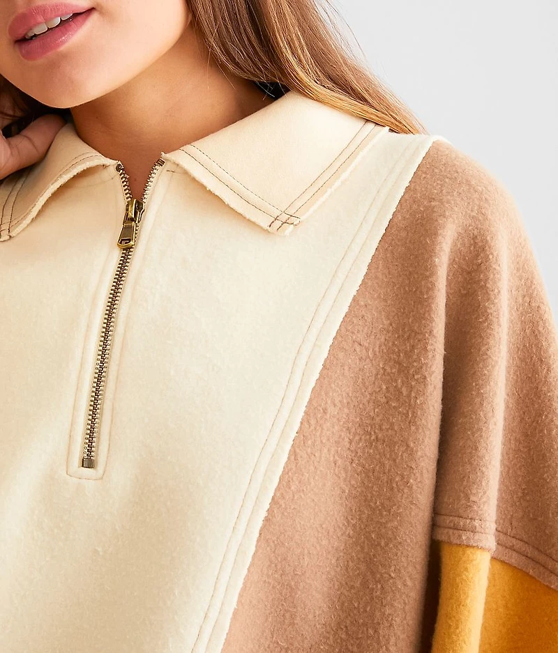 Color Block Quarter Zip Pullover