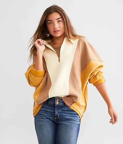 Color Block Quarter Zip Pullover