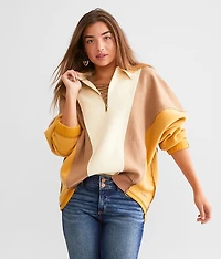 Color Block Quarter Zip Pullover