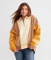 Color Block Quarter Zip Pullover