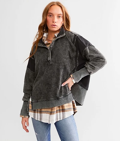 Washed Quarter Snap Pullover