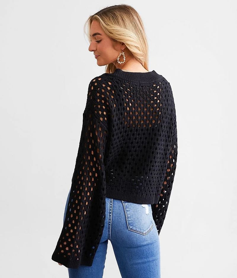 Cropped Crochet Cardigan Sweater