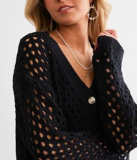 Cropped Crochet Cardigan Sweater