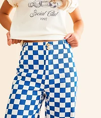High Rise Wide Leg Checkerboard Pant