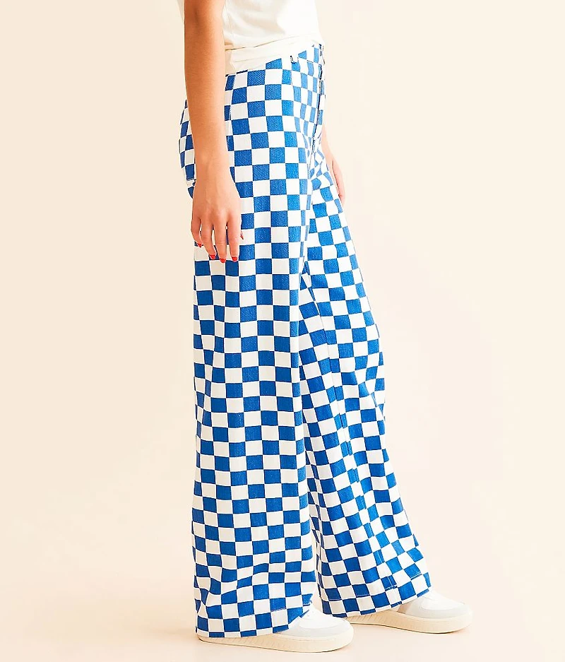 High Rise Wide Leg Checkerboard Pant