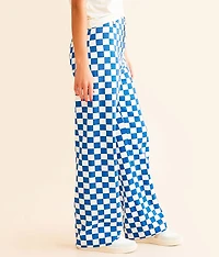 High Rise Wide Leg Checkerboard Pant