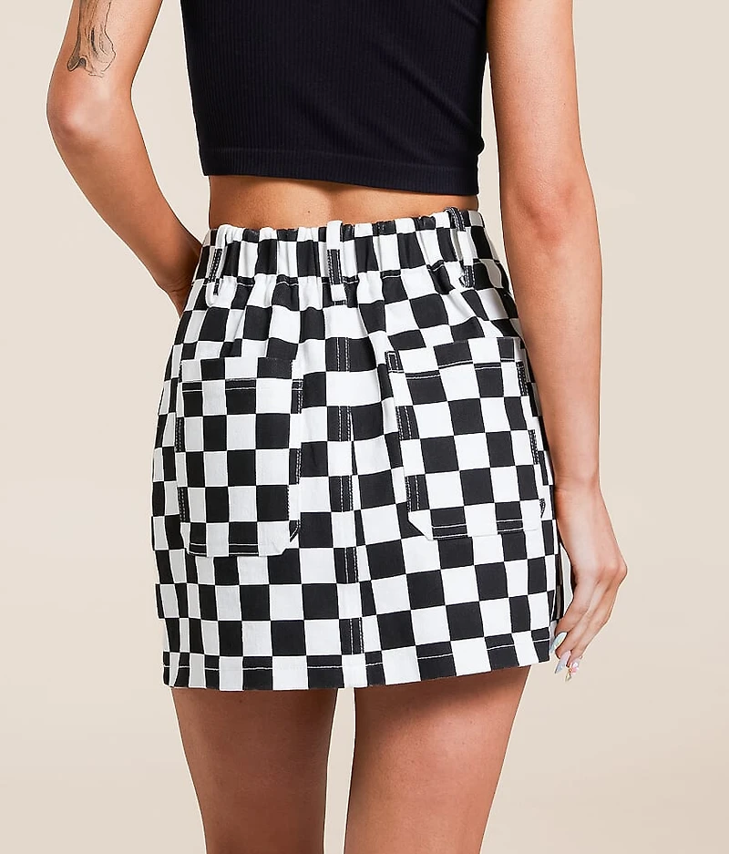 Checkered Stretch Mini Skirt