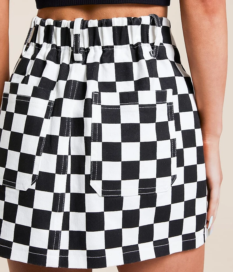 Checkered Stretch Mini Skirt