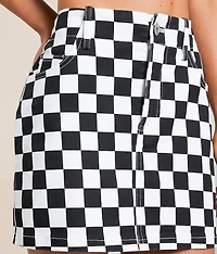 Checkered Stretch Mini Skirt