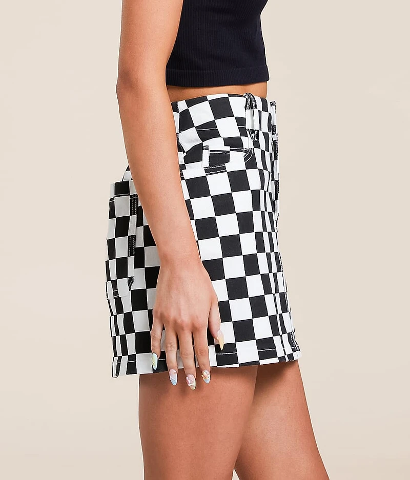 Checkered Stretch Mini Skirt
