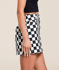 Checkered Stretch Mini Skirt