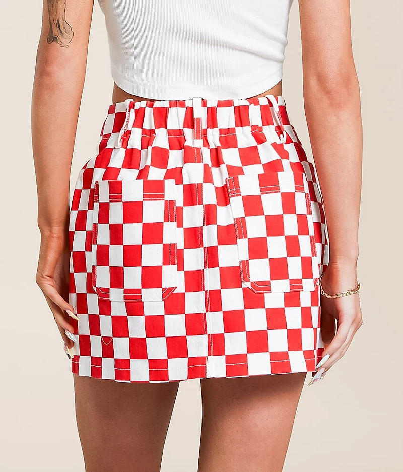 Checkered Stretch Mini Skirt