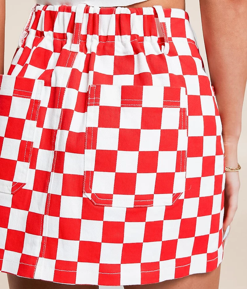 Checkered Stretch Mini Skirt