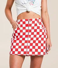 Checkered Stretch Mini Skirt
