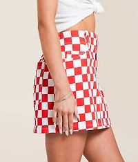 Checkered Stretch Mini Skirt