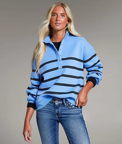 Striped Half Snap Pullover