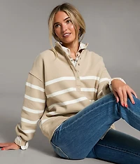 Prep Edit - Striped Half Snap Pullover