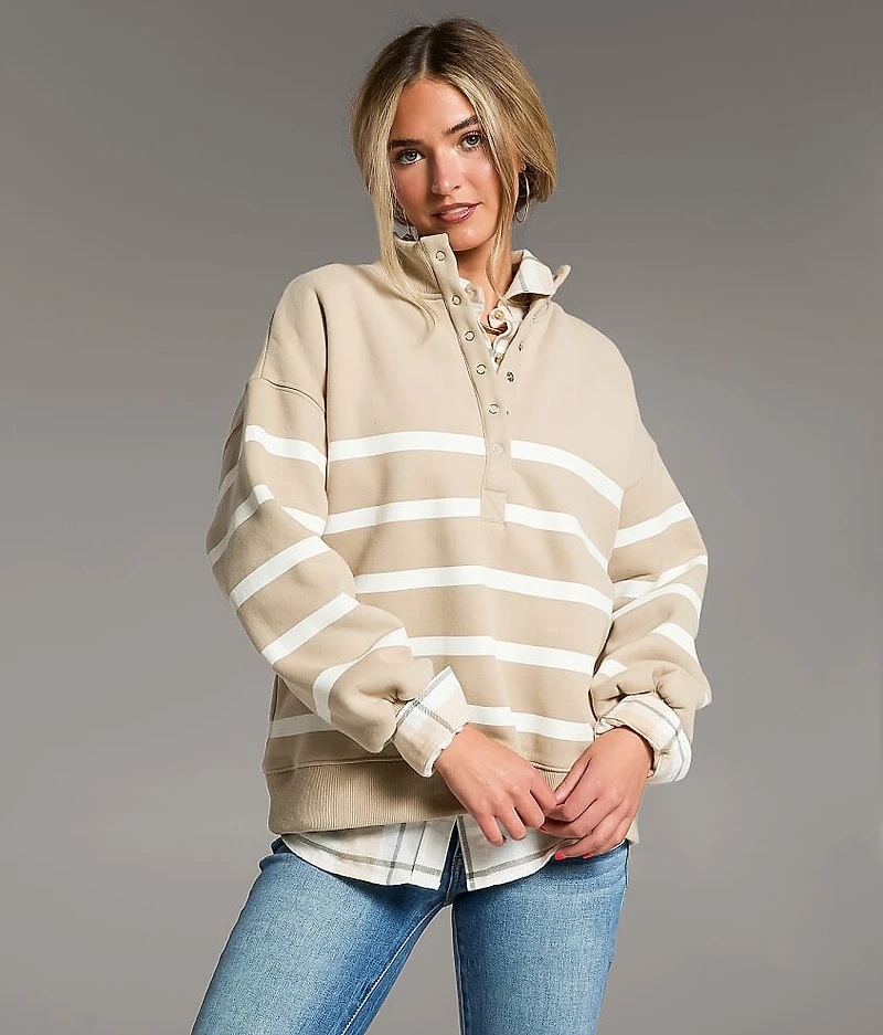 Prep Edit - Striped Half Snap Pullover
