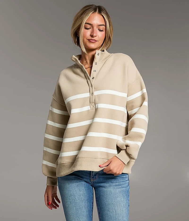 Prep Edit - Striped Half Snap Pullover