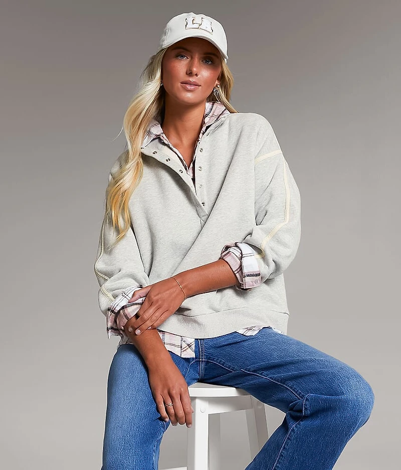 BKE Mock Neck Half Snap Pullover