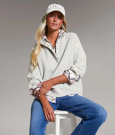 BKE Mock Neck Half Snap Pullover