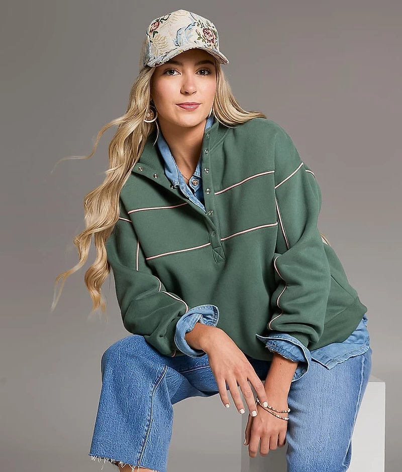 Contrast Piping Half Snap Pullover