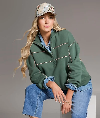 Contrast Piping Half Snap Pullover