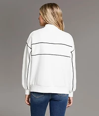 Contrast Piping Half Snap Pullover