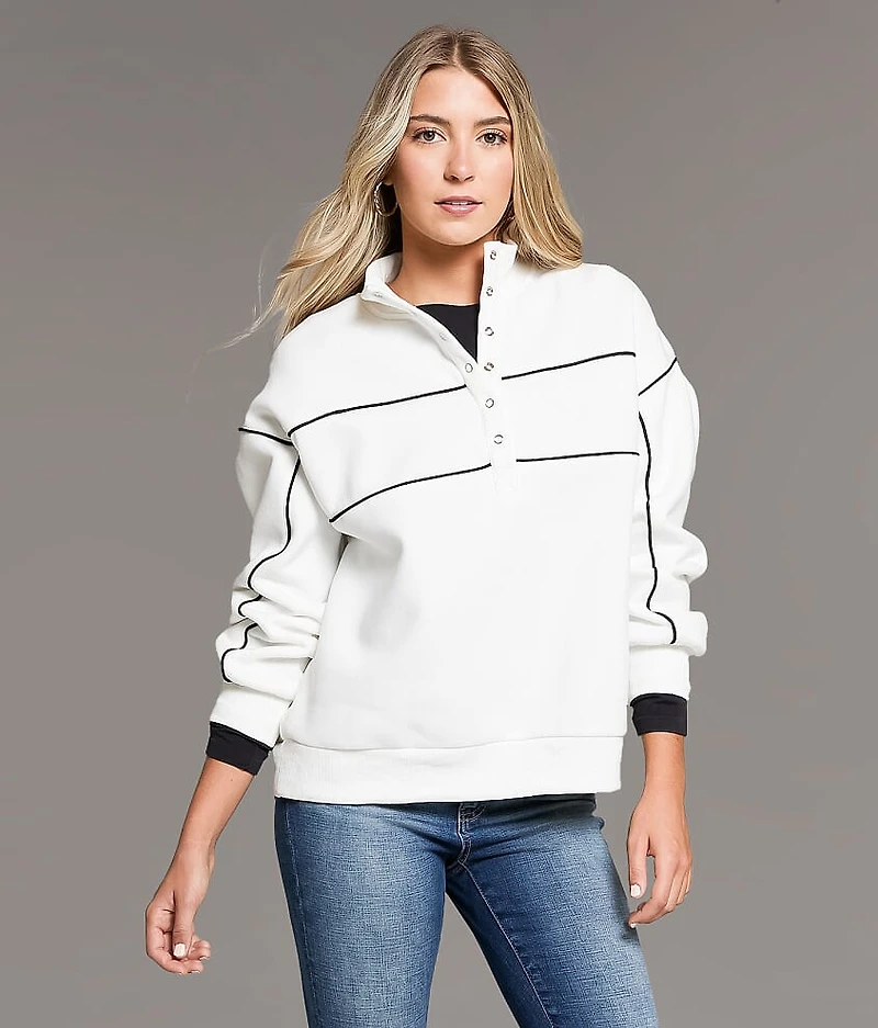 Contrast Piping Half Snap Pullover