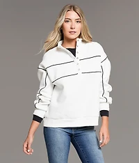 Contrast Piping Half Snap Pullover