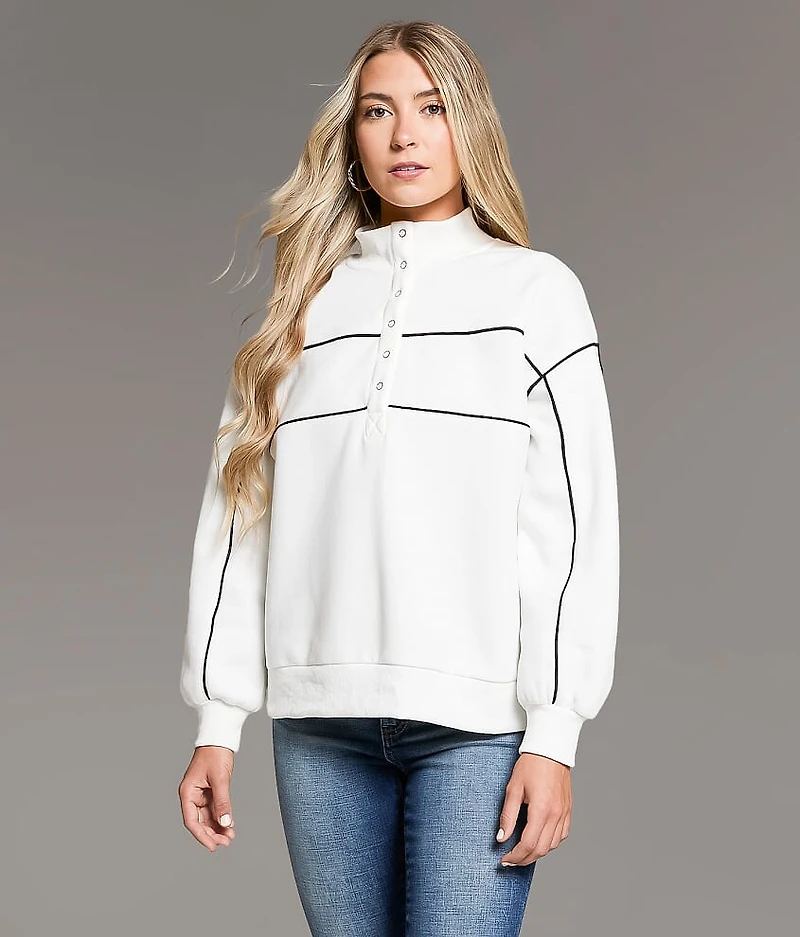 Contrast Piping Half Snap Pullover