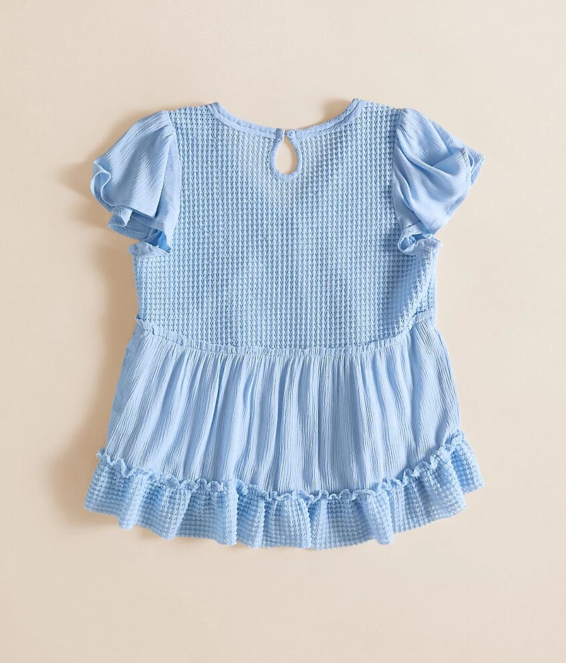 Girls - Waffle Knit Ruffle Top