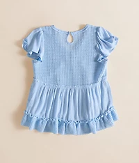 Girls - Waffle Knit Ruffle Top
