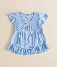 Girls - Waffle Knit Ruffle Top