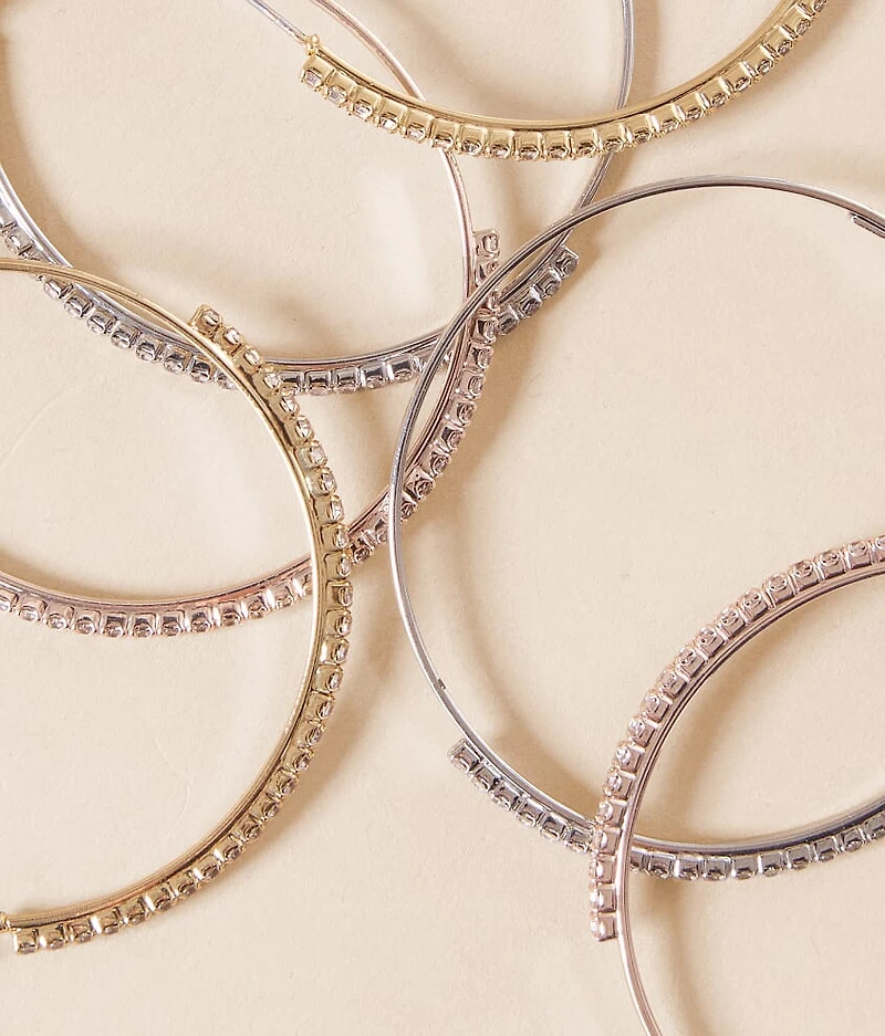 3 Pack Rhinestone Hoop Earring Set