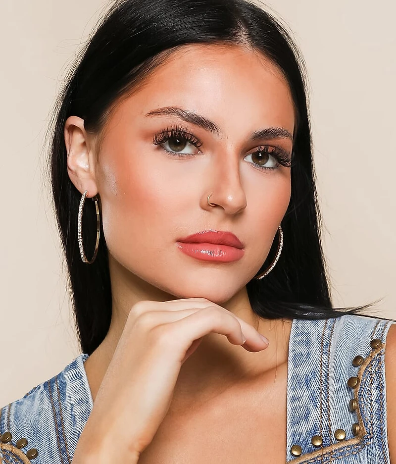 3 Pack Rhinestone Hoop Earring Set