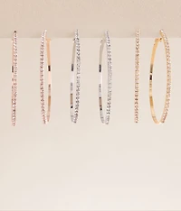 3 Pack Rhinestone Hoop Earring Set