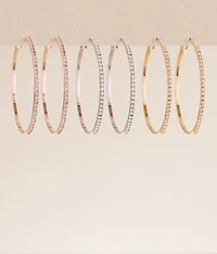 3 Pack Glitz Hoop Earring Set
