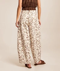 High Rise Dot Print Barrel Pant